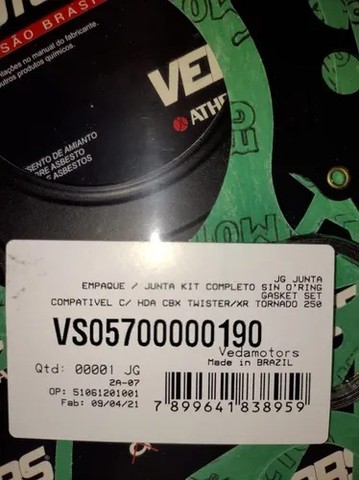 Jogo Junta CBX 250 Twister Vedamotors (Entrega Grátis*) - Foto 2