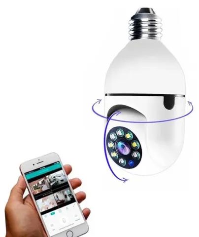 Câmera Lâmpada Segurança Panorâmica Wi-fi Ip Visão Noturna  - Foto 3