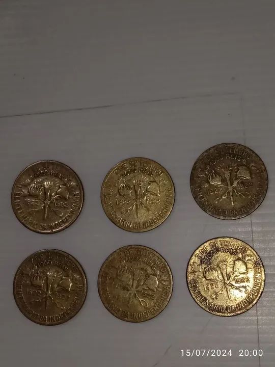 Moedas de 1000 reis de 1922. Kit com seis peças. - Foto 3