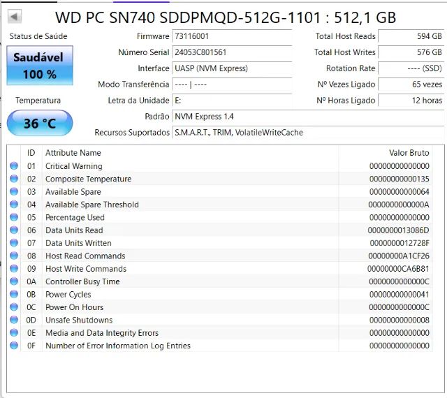 Ssd M.2 NVMe 2240 wd sn740 512GB Pcie Gen4x4 Western Digital - Foto 2