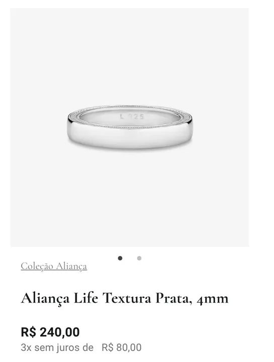 Aliança Life Textura Prata, 4mm - Foto 2