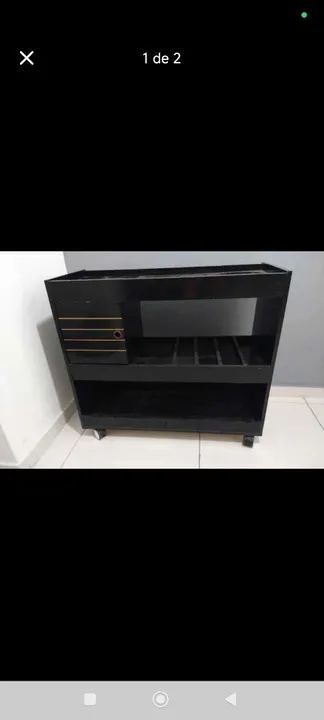 Rack Preto de Metal com 2 Prateleiras