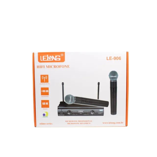Microfone Profissional Duplo UHF LE-906 Sem Fio - Lelong - Loja Coimbra Computadores