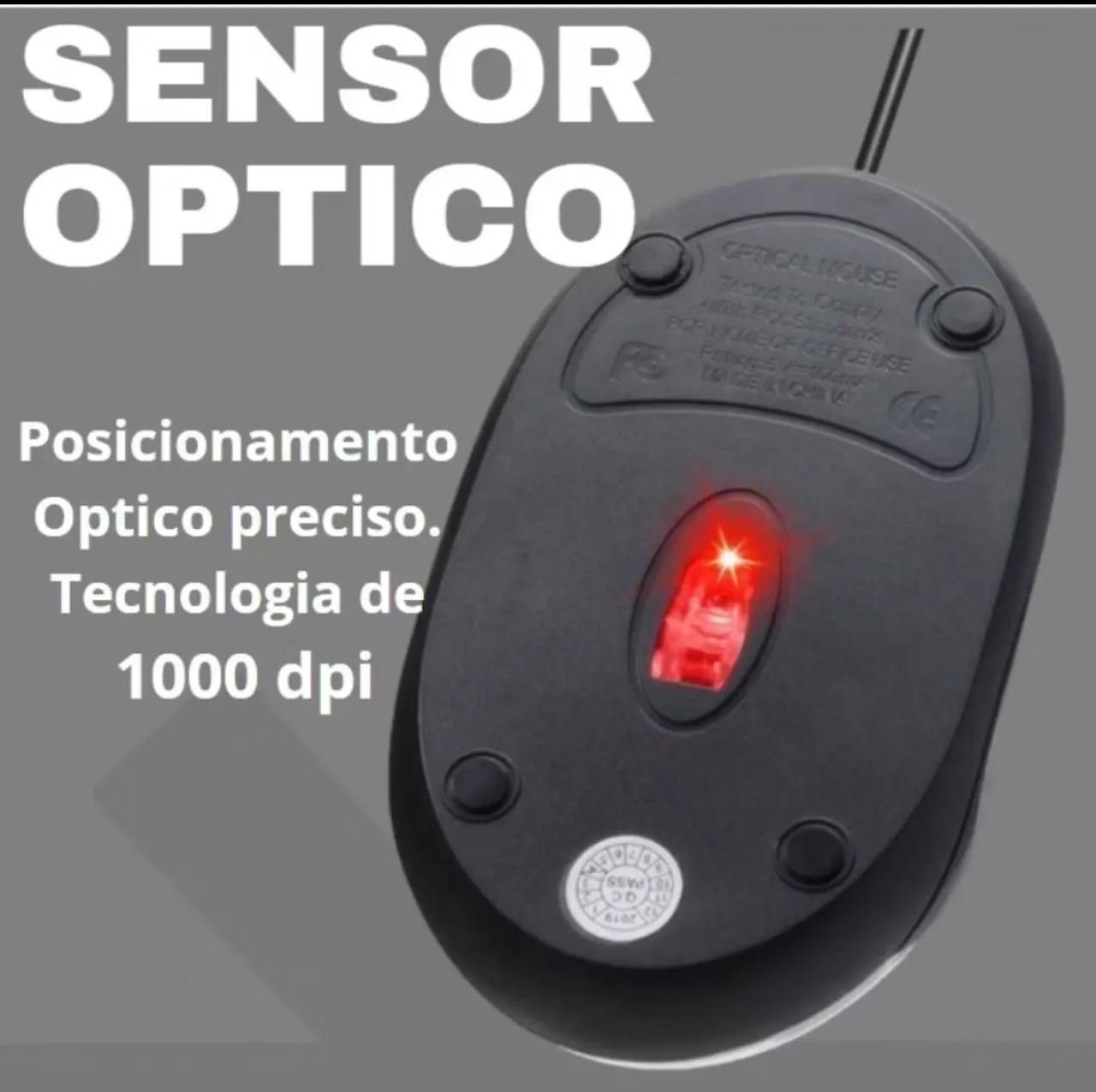 MOUSE ÓPTICO convencional USB plug com led - Foto 2