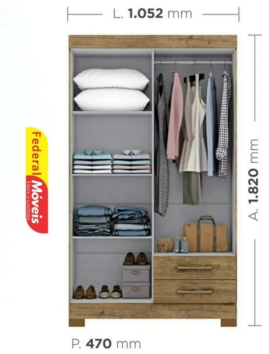 Guarda Roupa 105,2cm Novo Fazemos Entrega  - Foto 2