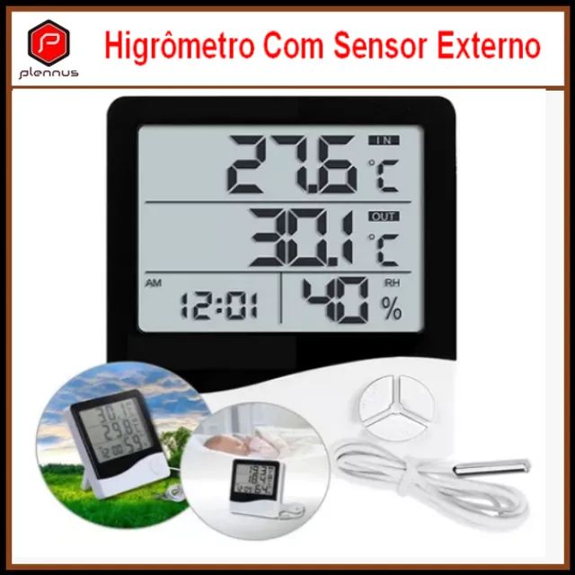 Termo-Higrômetro medição Umidade/temperatura Interna e Externa com Sensor Relógio z549  - Foto 2