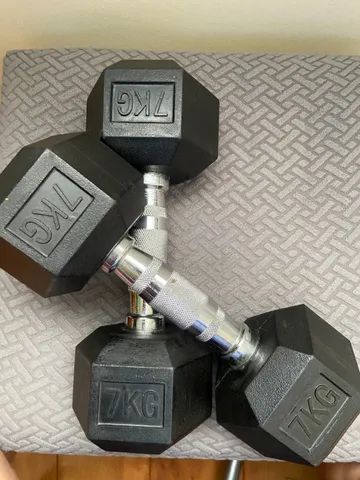 Par de dumbbells (halteres) sextavado cromado