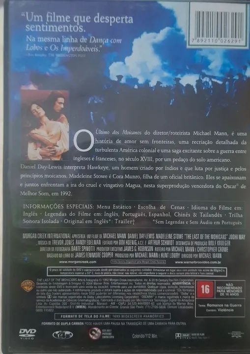 O Último dos Moicanos - DVD - Daniel Day-Lewis - Foto 2