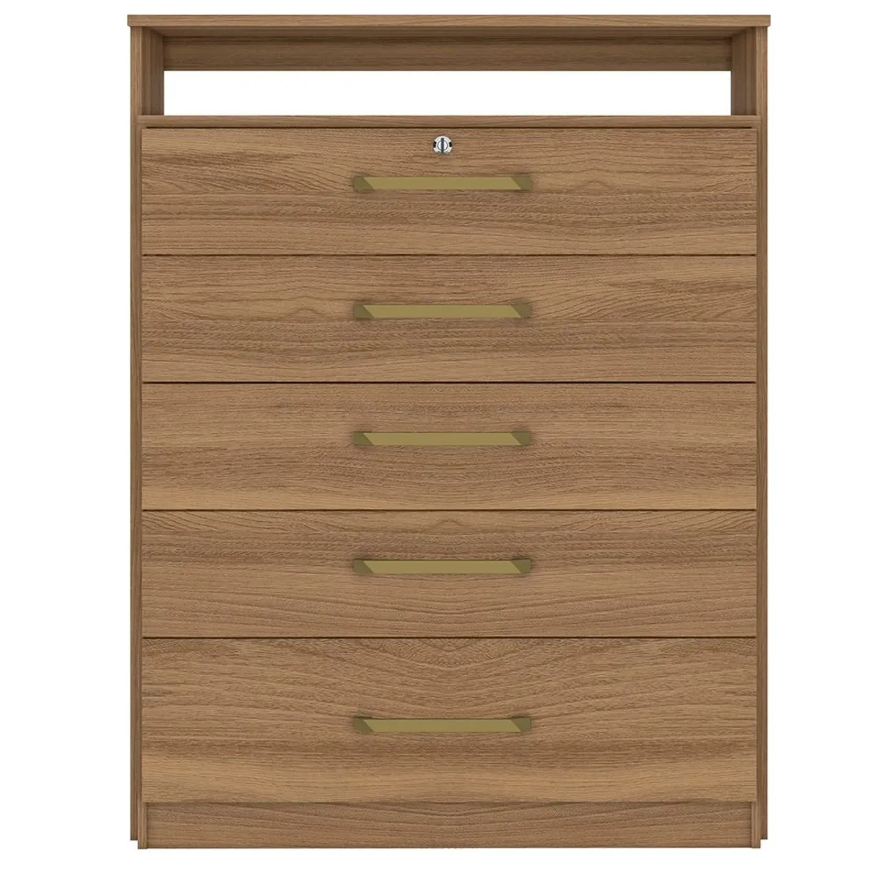Cômoda 5 Gavetas Amadeirado - Novo