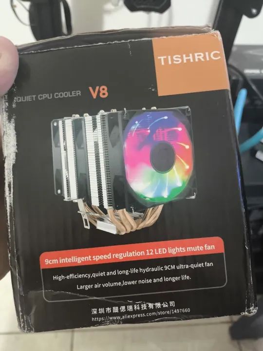 Cooler para Processador TISHRIC V8 com 12 LEDs - 9cm