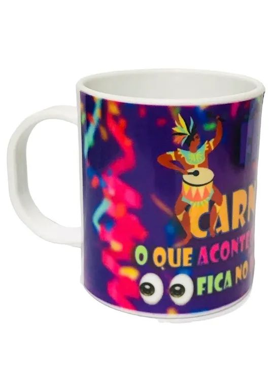 Caneca de polímero branca 300ml tema: CARNAVAL - Foto 3