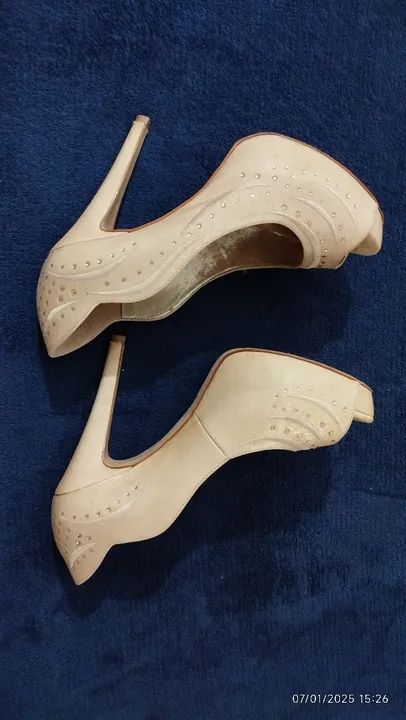 Sandália -Salto feminino dourado com strass - Step One - Foto 2