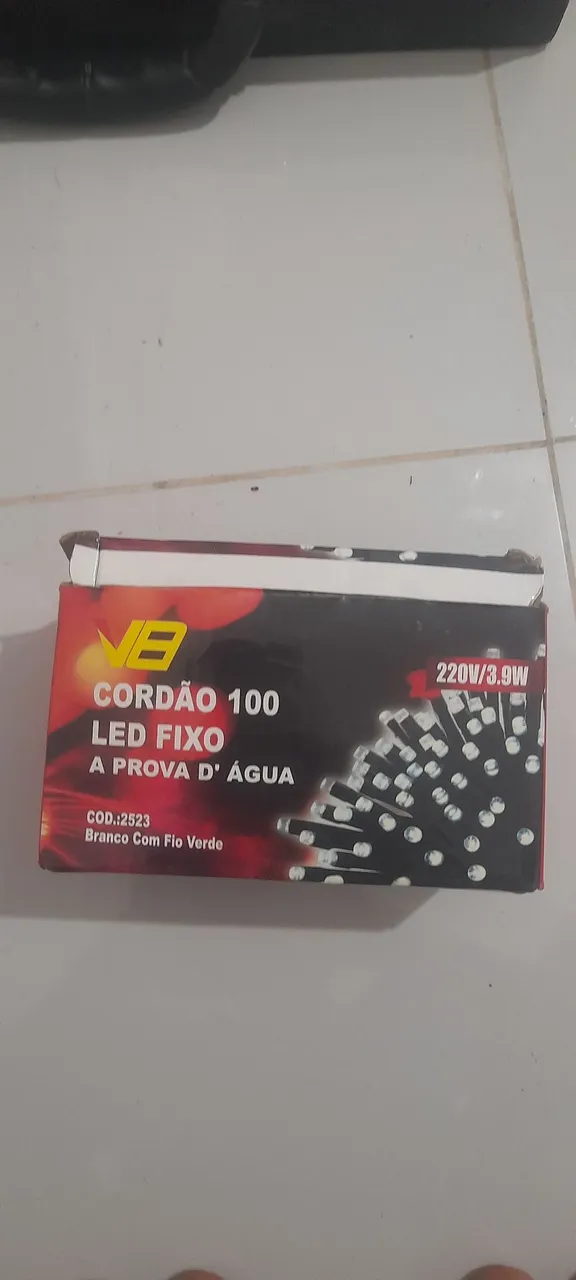 Cordão LED 100 Leds Fixo à Prova D'Água Branco