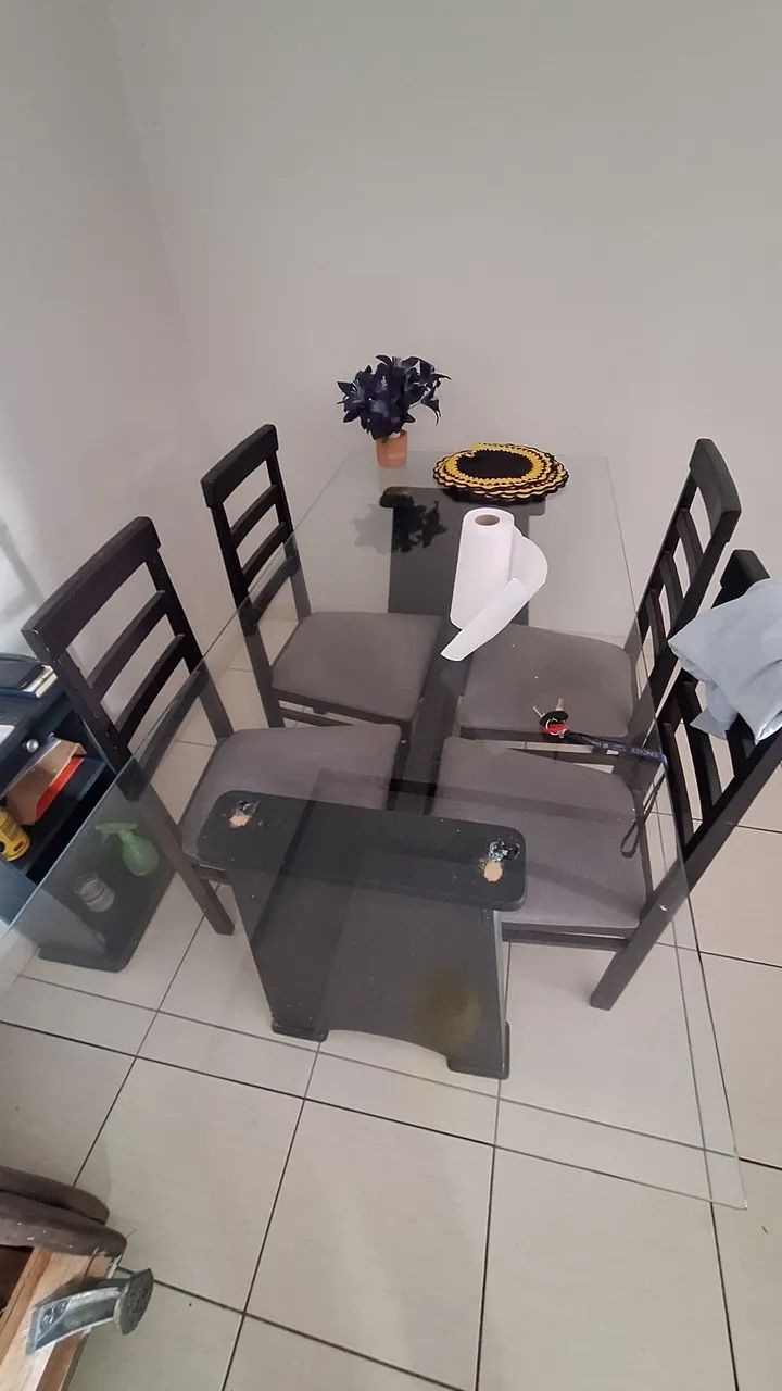 Glass Dining Table with 4 Chairs