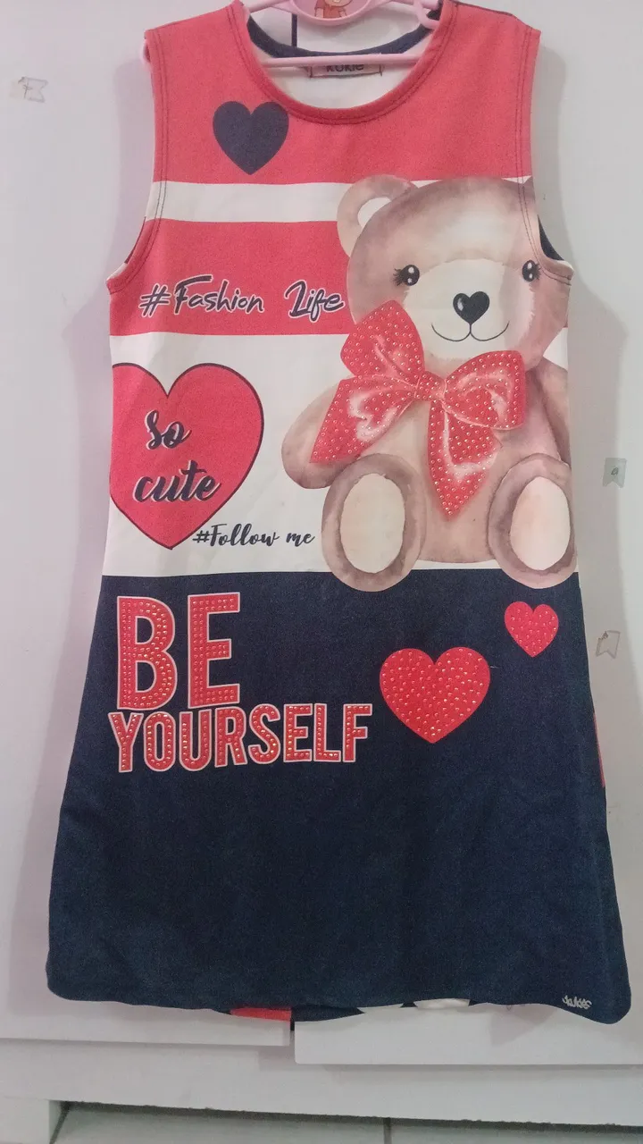 Vestido Infantil com Estampa de Urso - Moda Fofa