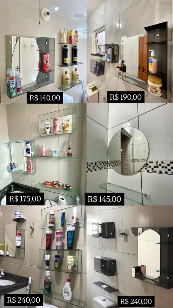 Espelho com Prateleira de Vidro para Banheiro - Foto 4
