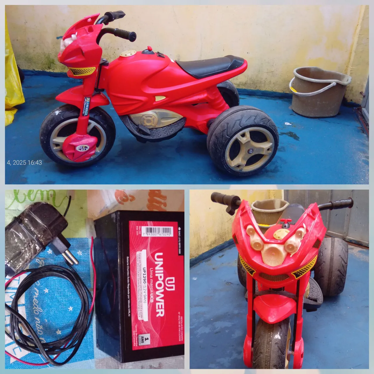 Moto Elétrica Infantil Vermelha com Bateria e Carregador