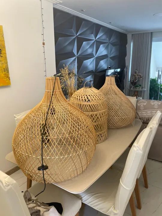 Lustres de bambu rústico 