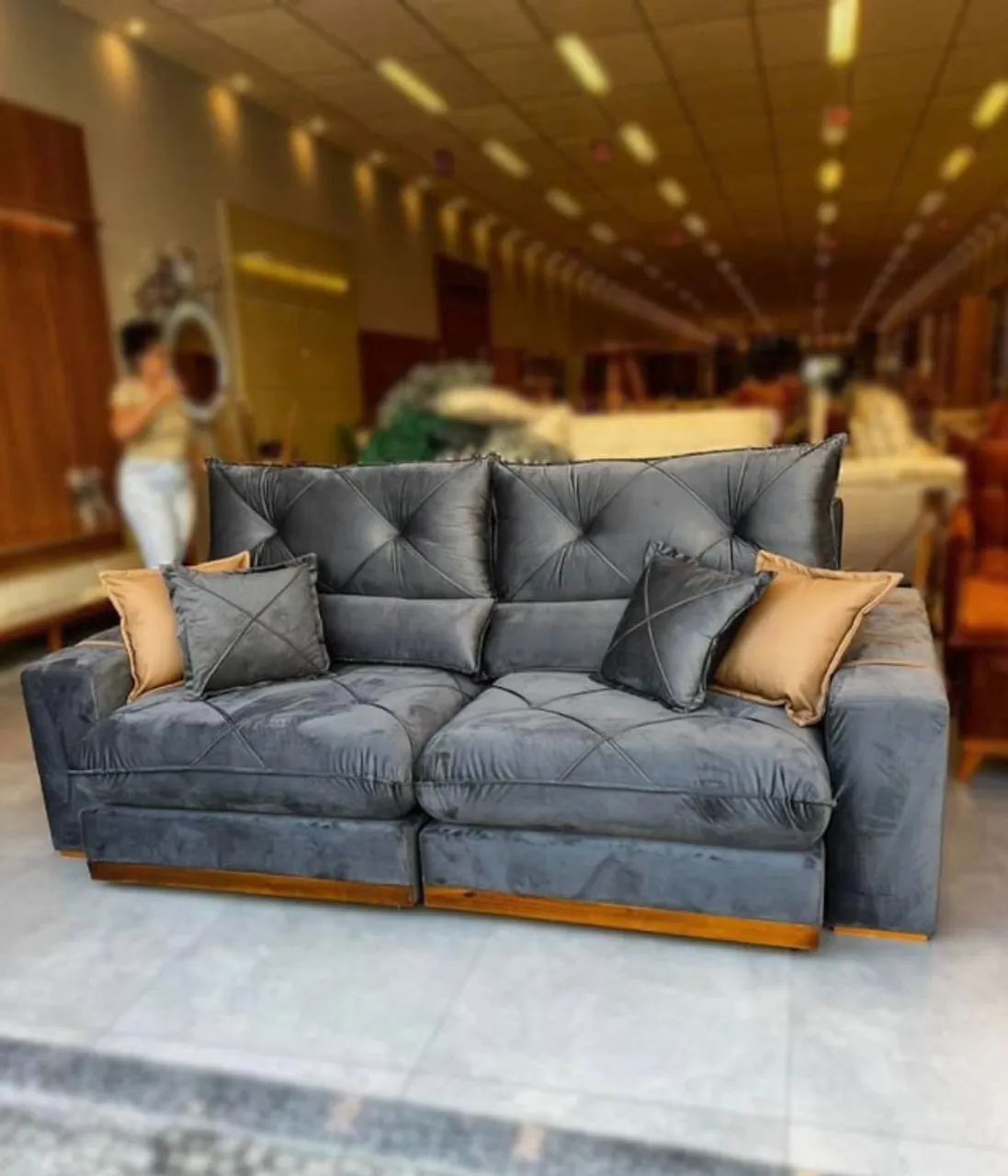 Sofá Retrátil e Reclinável Gran Bello 2.30m - Bege Veludo Entrega Rápida - Foto 5
