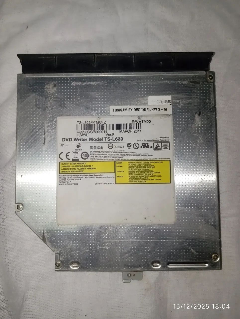 Drive Leitora e Gravadora de DVD/CD Writer Notebook Toshiba TS L633  - Foto 3
