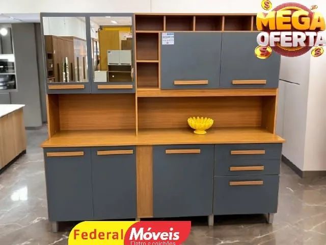 Armário de Cozinha 100% MDF Grafite - Entregamos 