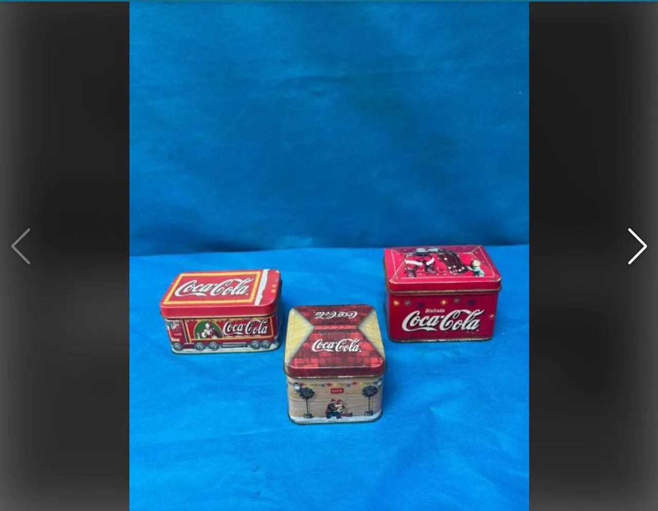 Antiga coleção de latas velas Coca-Cola