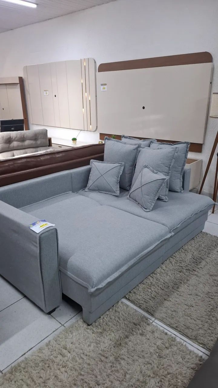 Sofa cama caixa 0/2.20M no linho com molas na estrutura  - Foto 2
