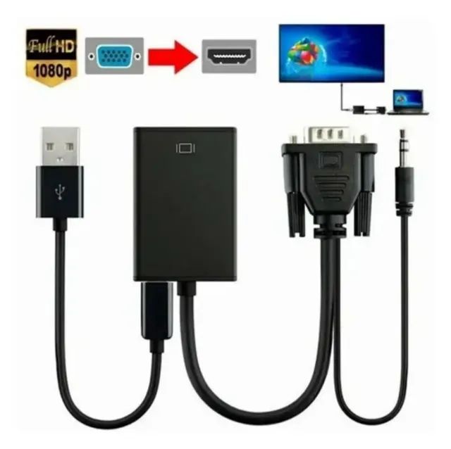 Cabo Conversor Vga Para Hdmi Áudio P2 e Vídeo - Foto 4