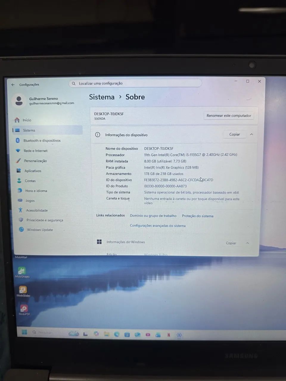 Notebook Samsung