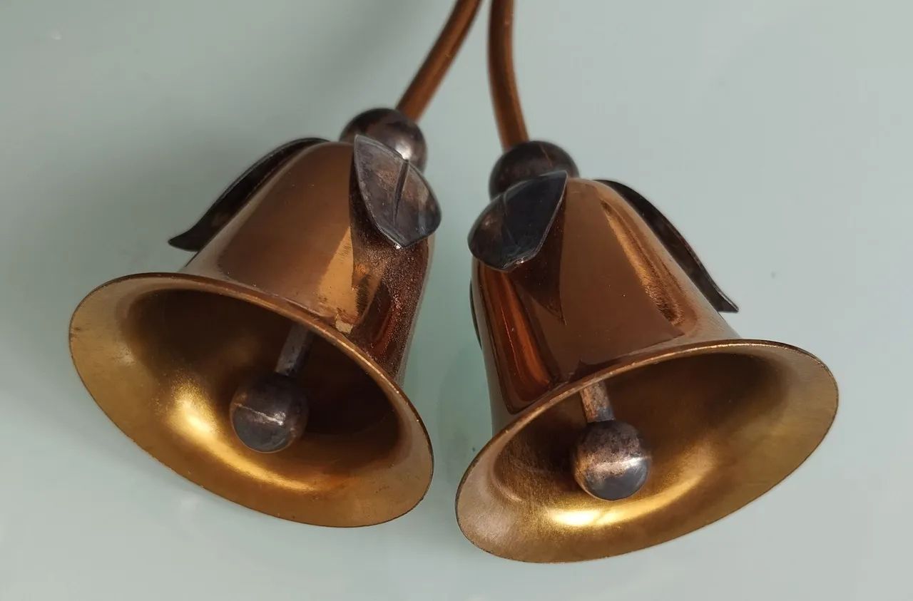 Sino duplo dourado com detalhes em prata espessurada. 15 CMS. - Foto 3