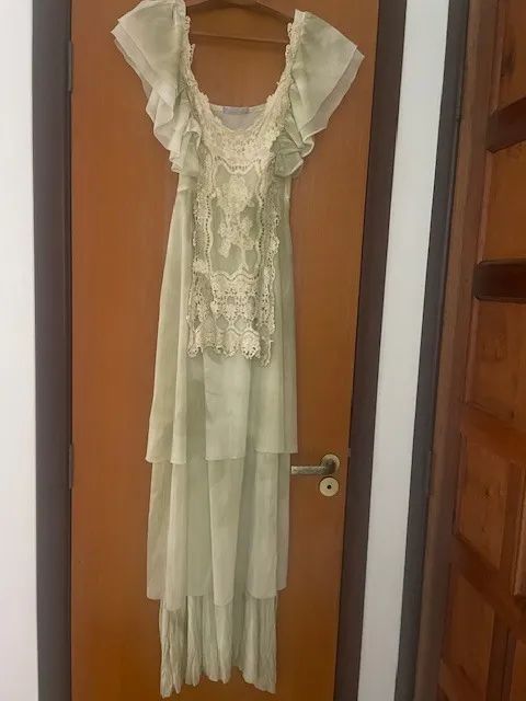 Vestido de tule e algodão longo, tamanho 40 - Foto 3