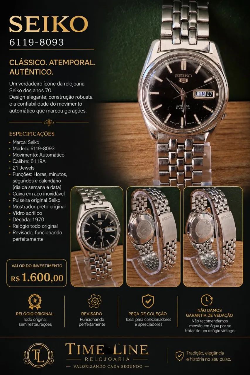 Relógio SEIKO 6119-8093 ? CLÁSSICO VINTAGE