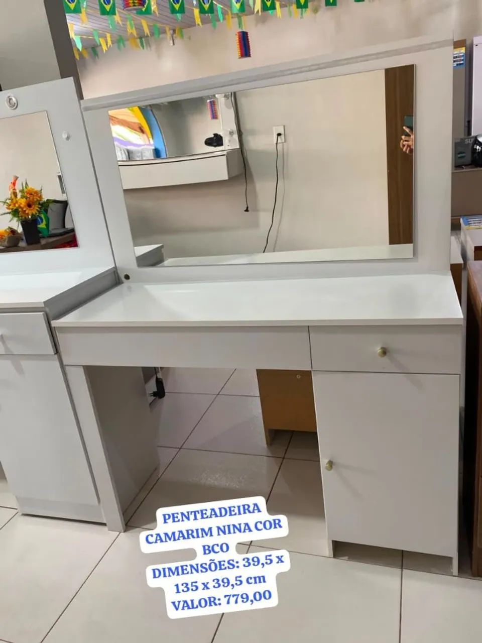 Penteadeira Camarim Nina Cor Branco com Led novo
