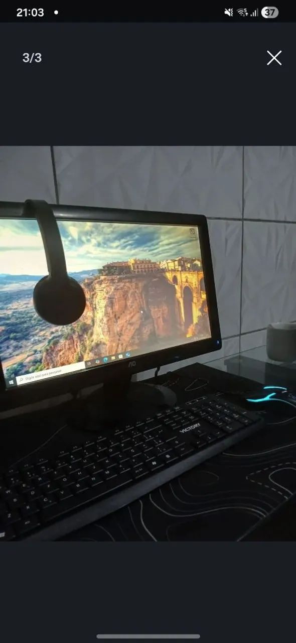 Computador Completo com mouse novo teclado novo microfone monitor e Gabinete  - Foto 3