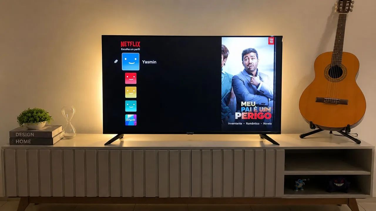 TV Smart Britânia Roku 40" com defeito na tela