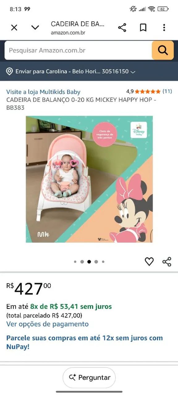 Cadeira de balanço bebe minnie - Foto 5