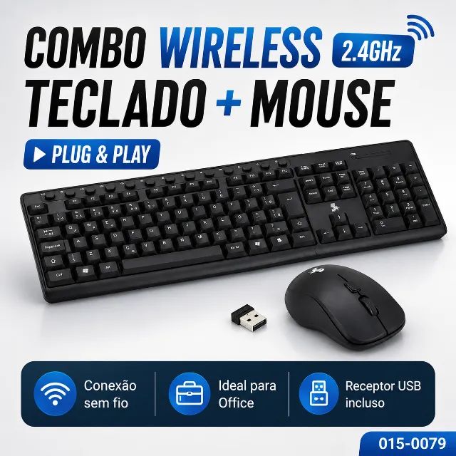 Combo Teclado E Mouse Querty Wireless Sem Fio 2.4ghz