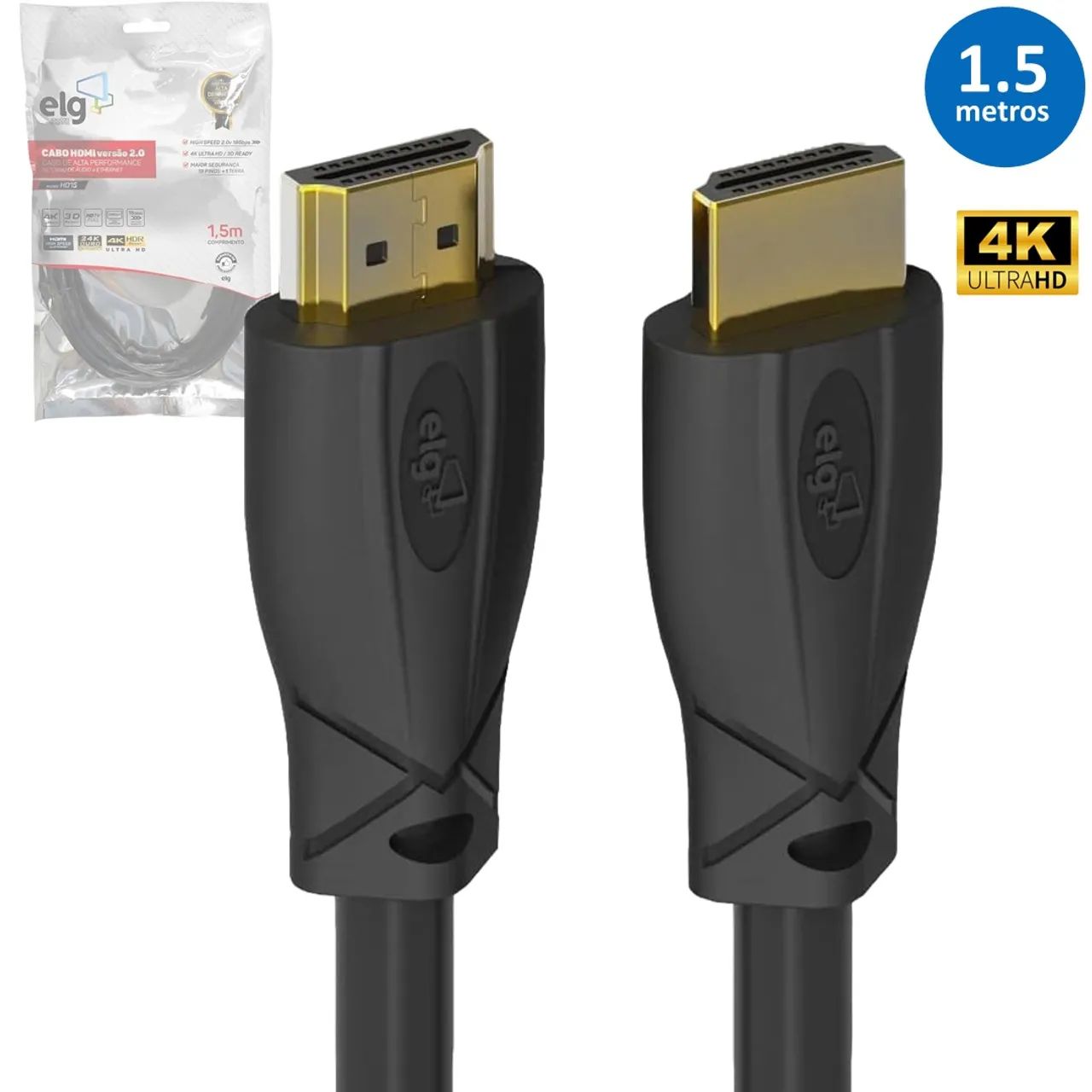 Cabo HDMI Com 1,5 metros 2.0V 18Gbps 4K 3D Ready - ELG