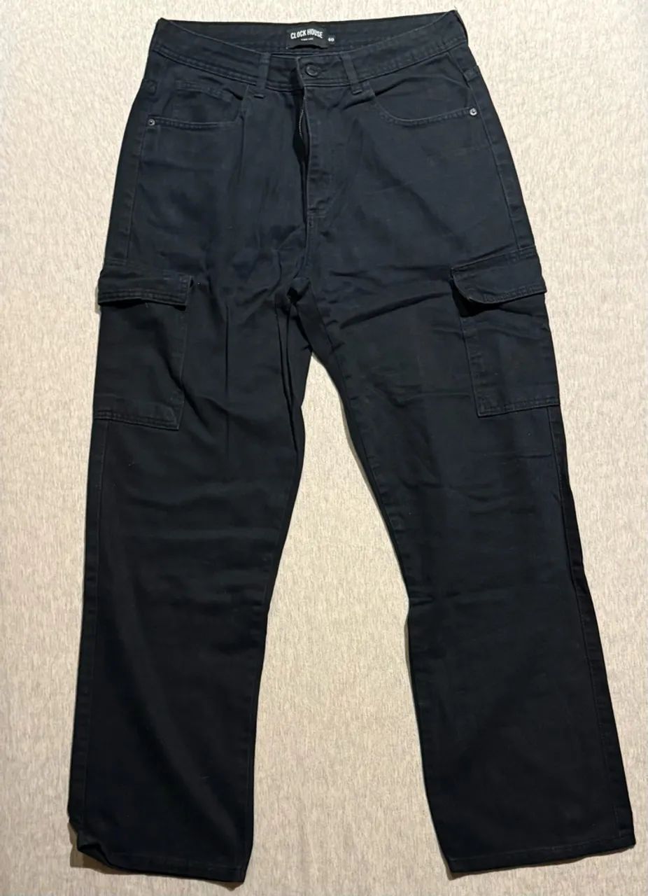 Calça jeans cargo preto 40BR