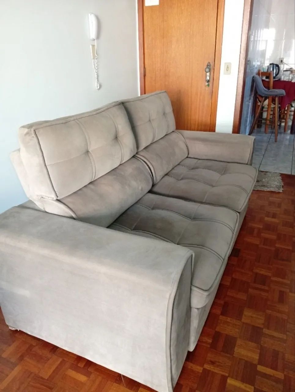 Sofá Retrátil Reclinável 3 Lugares Veludo