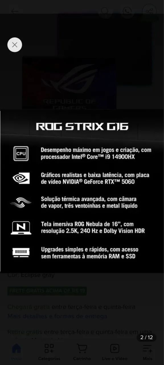 Notebook ASUS  ROG STRIX G16 - Foto 3