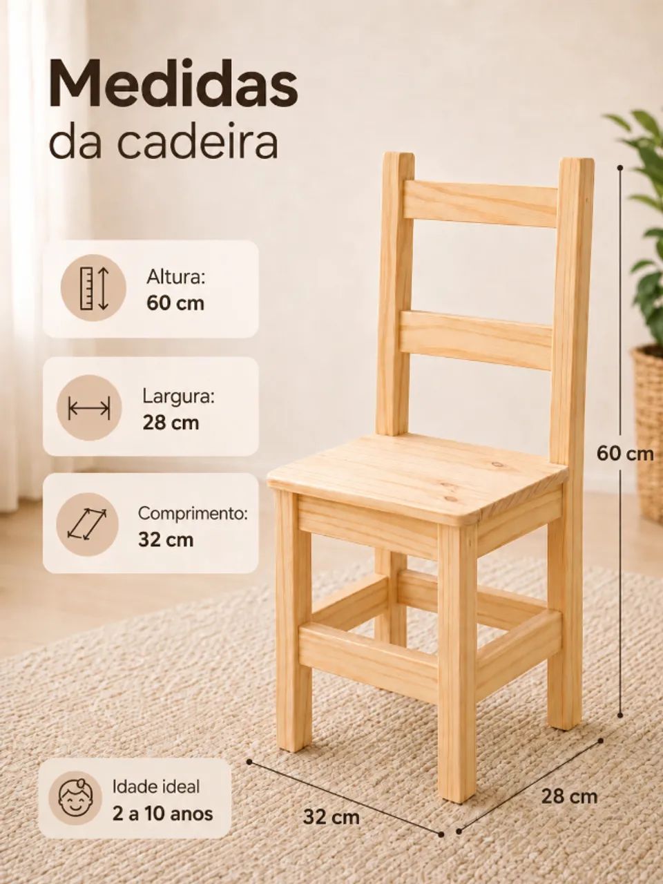 Conjunto Mesa Infantil Com 4 Cadeiras de Madeira - Foto 2