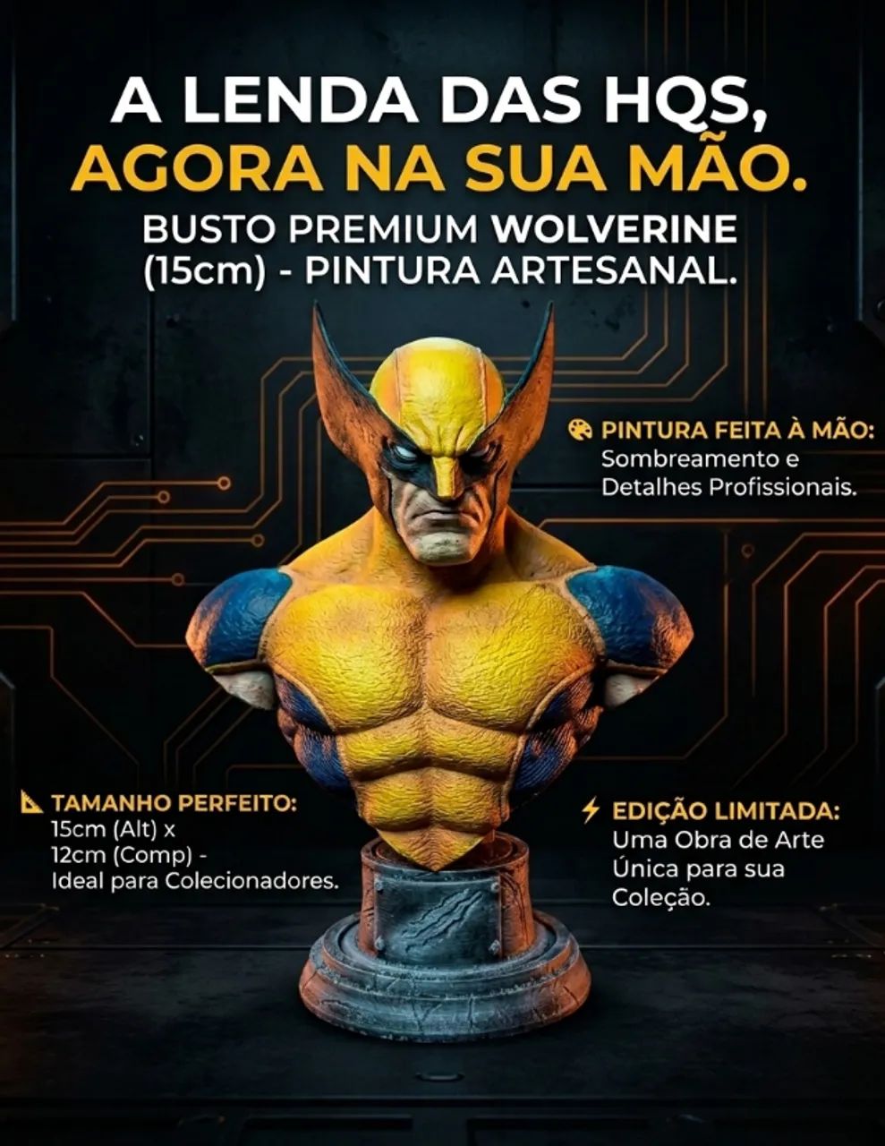 WOLVERINE BUSTO - PERSONAGEM DE AÇÃO - PEÇA DE COLEÇÃO PREMIUM - Foto 2