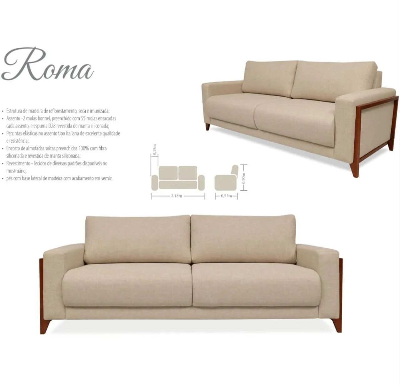 Sofá 3 lugares Roma  - Foto 5