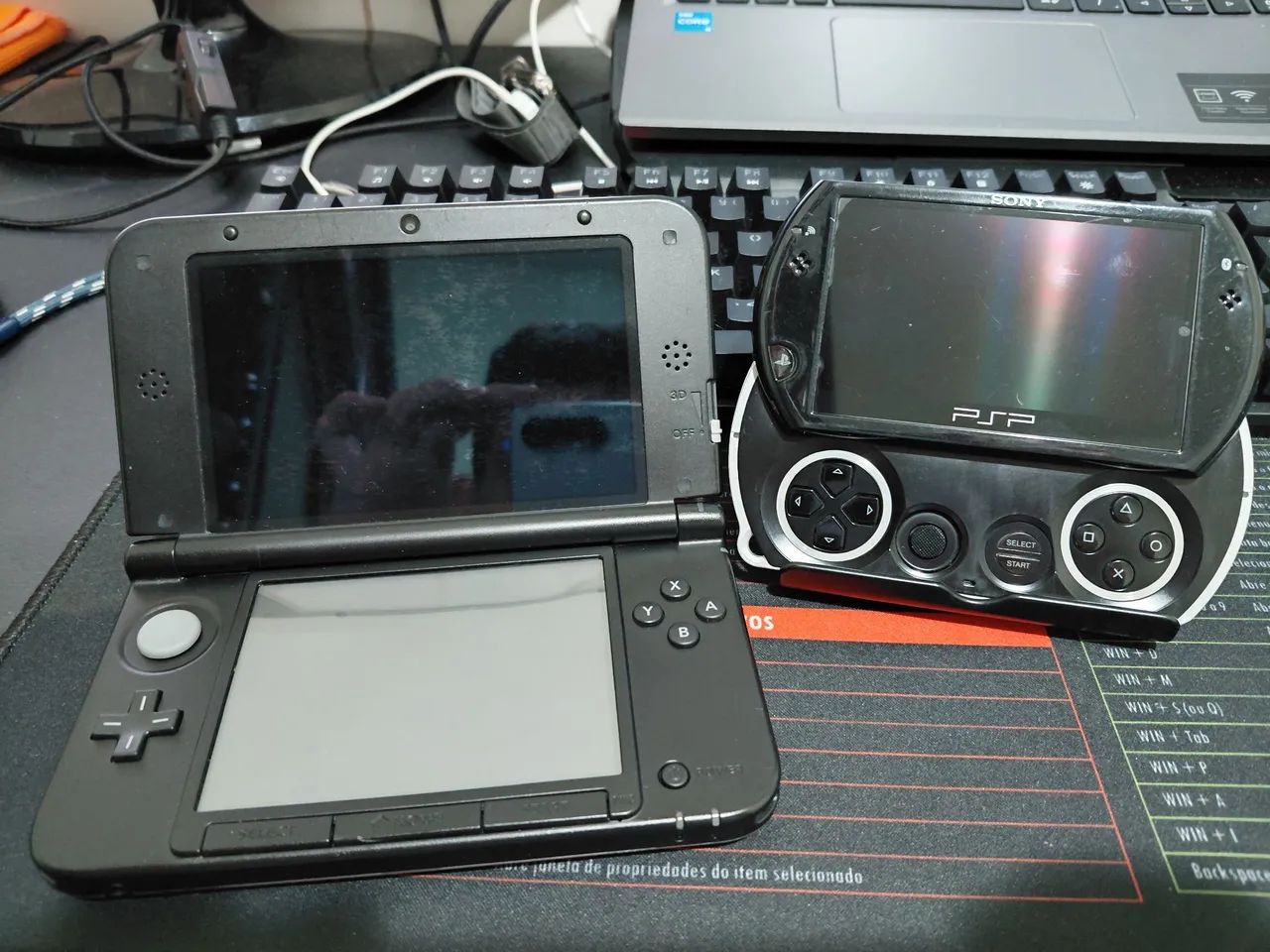 Nintendo 3ds LL + PSP Go com mod