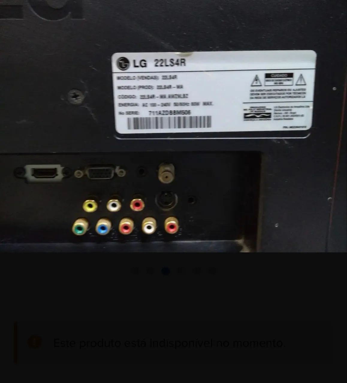 TV LG de 22 polegadas é o modelo 22LS4R precinho 