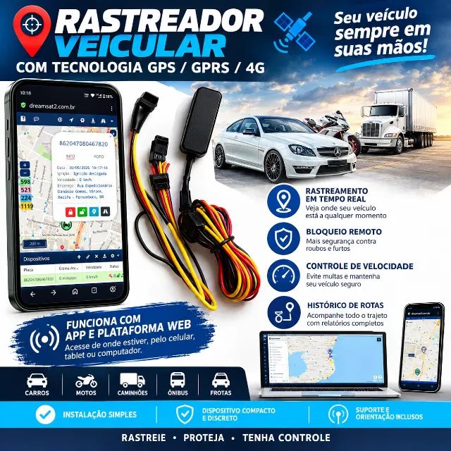 Novo Rastreador 4G Veicular e Motos