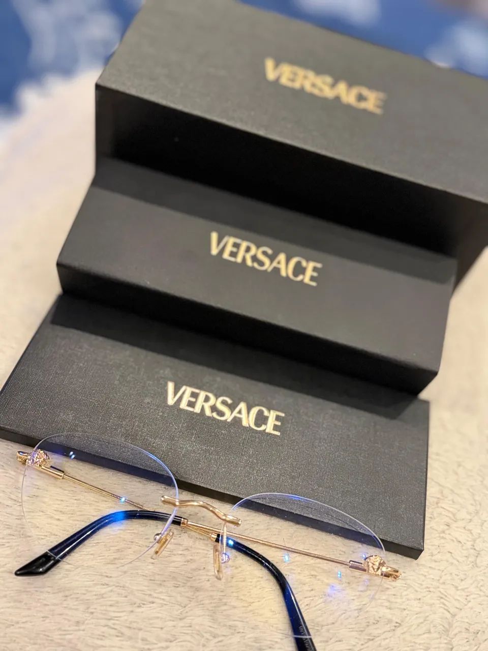 Óculos Para Grau Versace Metal Dourado - Foto 5