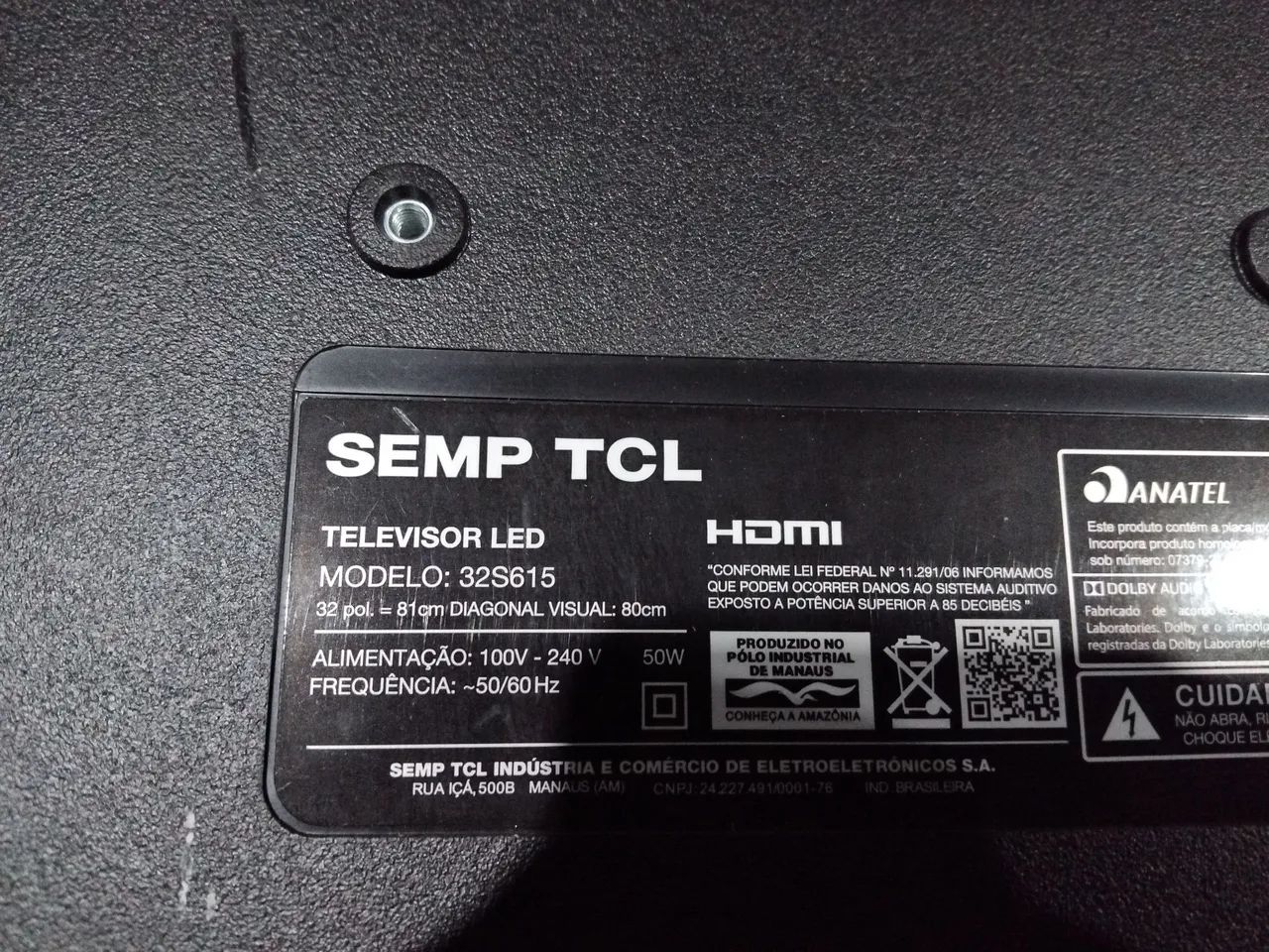 TV SEMP TCL 32pol com defeito