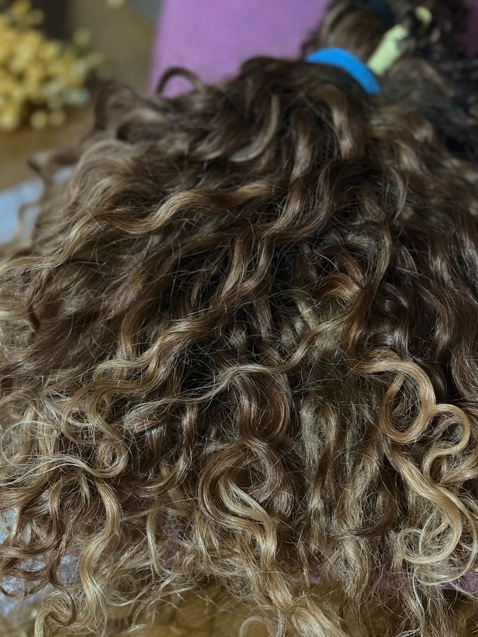 Cabelo humano cacheado loiro  - Foto 4